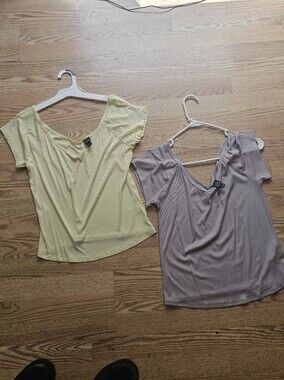 wild fable Short Sleeve Ribbed Top - Yellow & Mauve